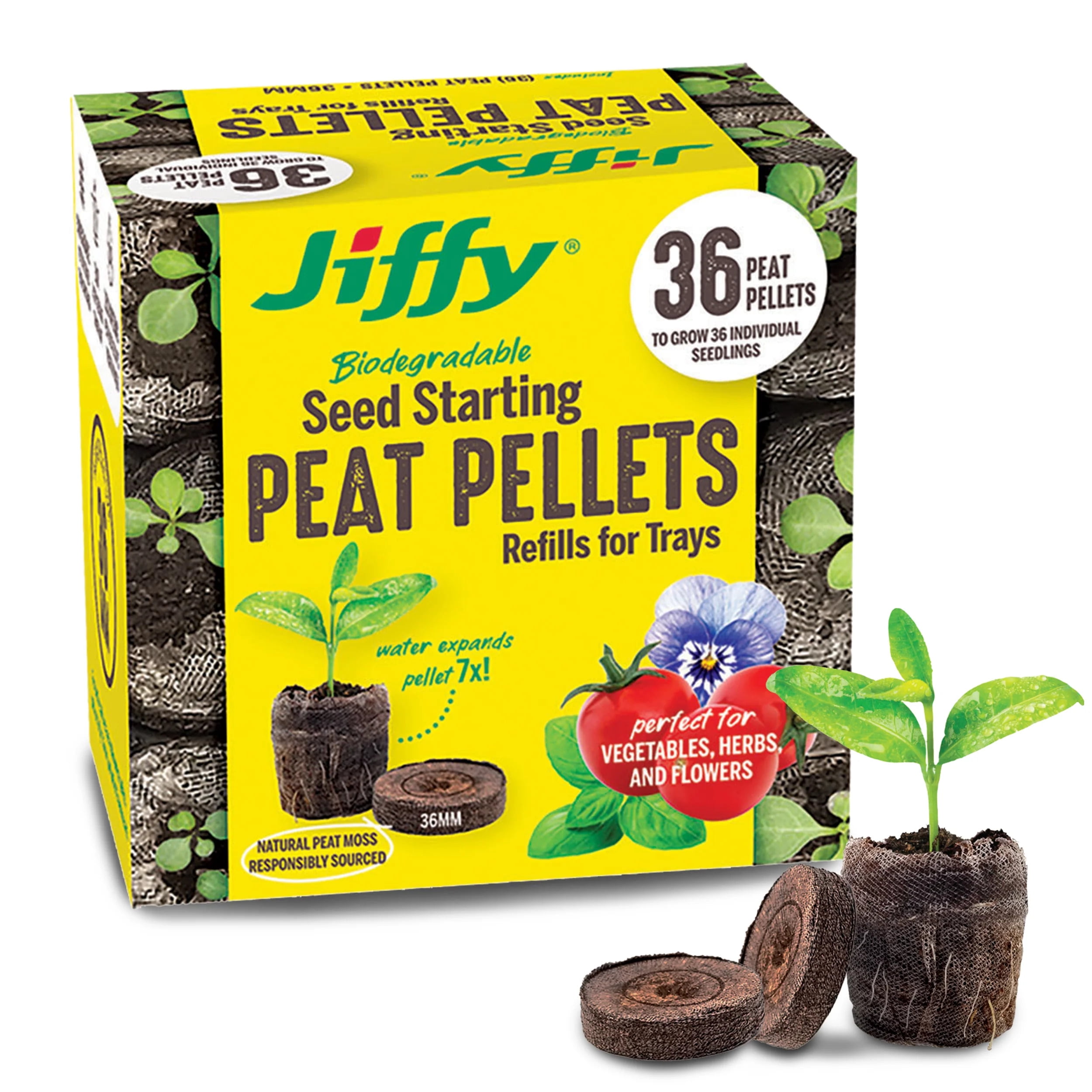Jiffy 36mm Expanding Peat Pellet Refill for Indoor Seed Starting,180