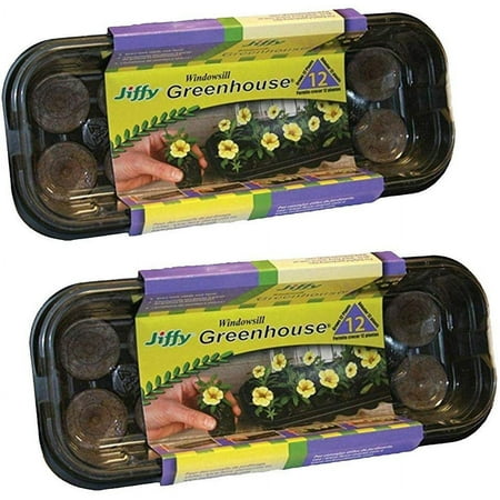 Jiffy Windowsill Greenhouse Seed Starter Kit, Mini, Self-Watering - 2 Pack, 36mm