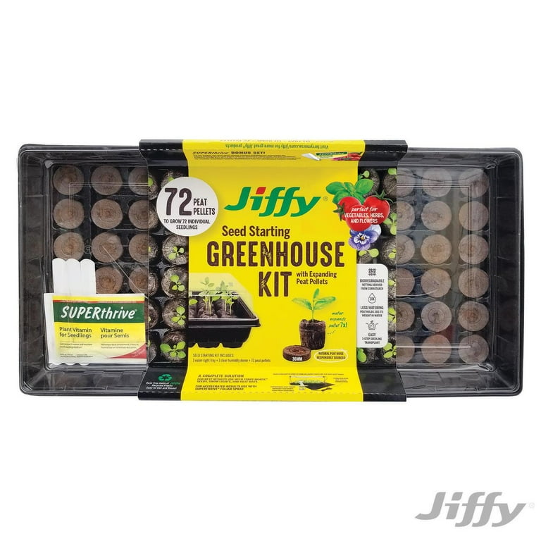 Jiffy Greenhouse Seed Starter Kit, Plant Garden Starting Supplies