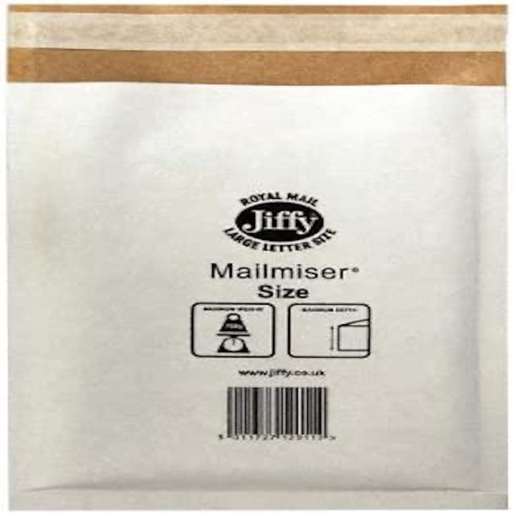 Jiffy Airkraft Lightweight Postal Bag for A7 Box of 150 - Size 000, White, 90 x 145mm