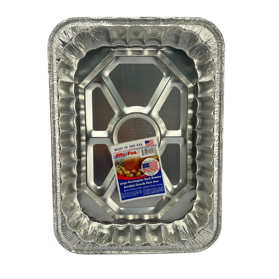 Jiffy-Foil Large Rectangular Aluminum Foil Rack Roaster 1 Count
