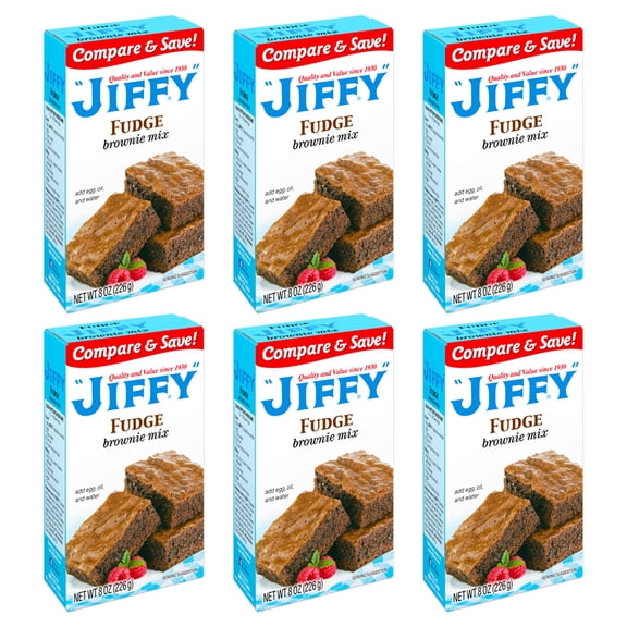 Jiffy Fudge Brownie Mix, GGA1 8 Ounce Boxes (Pack of 6)