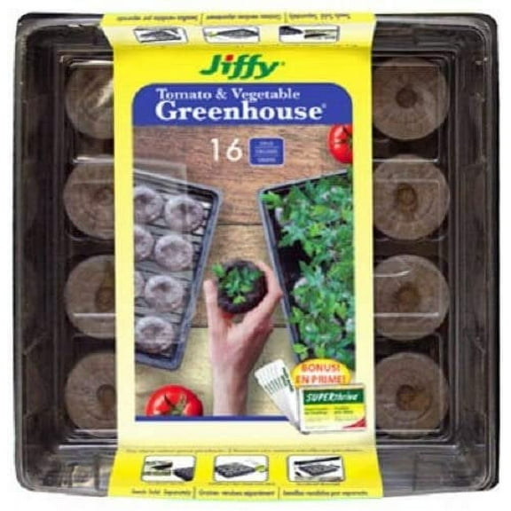 Jiffy J616 16 Count 11" x 11" Tomato Vegetable Seed Starting Greenhouse Tray - Quantity 10