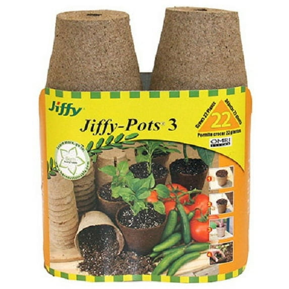 Jiffy JP322 22-Pack 3" Round Seed Starting Peat Pots - Quantity of 9