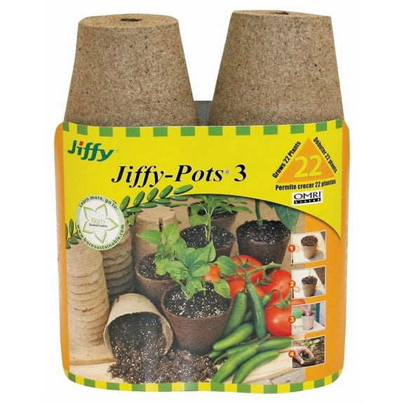 Jiffy Organic Seed Starting 3" Biodegradable Peat Pots 22 Pots