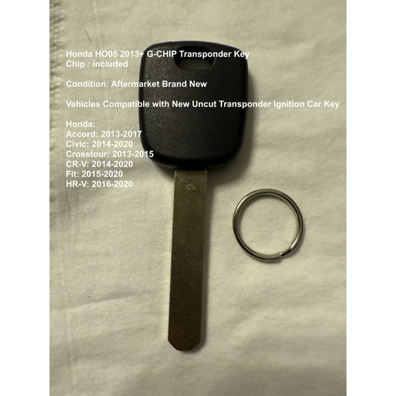 Jiffy Locksmith® HO05 Aftermarket Transponder Key Uncut Transponder Ignition Car Key, Chip: Includes. Condition: Brand new, Aftermarket. Compatibility: Fits various models: Honda