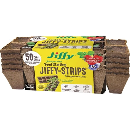 Jiffy Organic Seed Starting 10 Biodegradable Peat Strips (20 Strips - 200 Pot Cells)