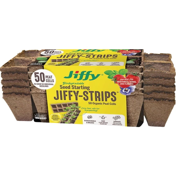 Jiffy Organic Seed Starting 10 Biodegradable Peat Strips (20 Strips - 200 Pot Cells)