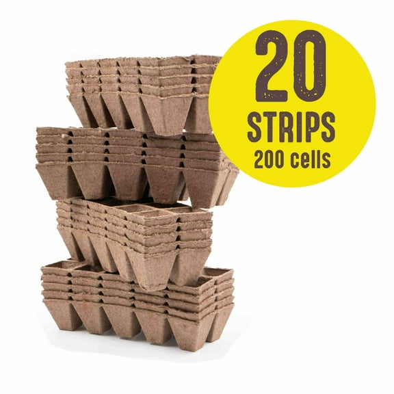 Jiffy Organic Seed Starting Peat Strips - Biodegradable, Breathable - 20 Strips, 200 Cells