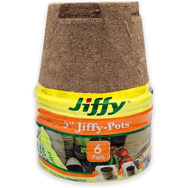 Jiffy Peat Pots, Biodegradable Seed Starter Planters, 5 Inch, 6 Pack ...