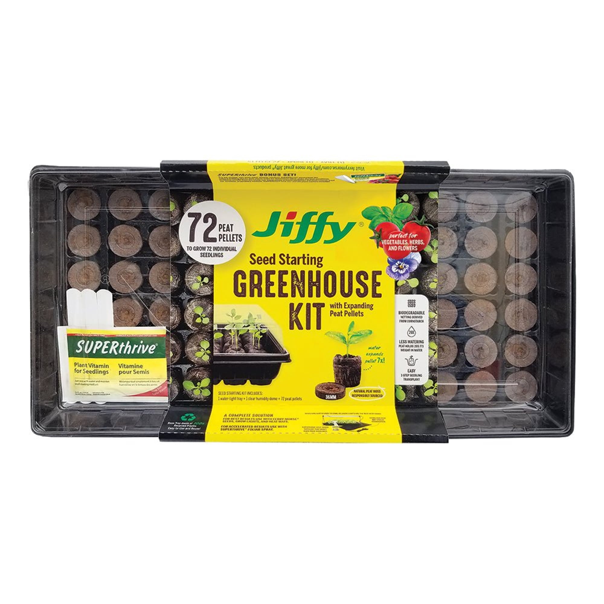 Jiffy 72 Cell Greenhouse Seed Starter Kit with 36mm Peat Pellets