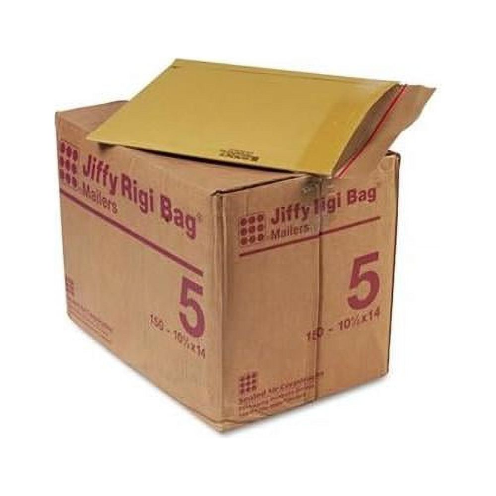 Jiffy Rigi Bag Mailer, Side Seam, 5, 10 1/2 X 14, Golden Brown, 150/Carton, Sold As 150 Each
