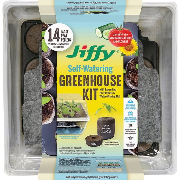 Jiffy Seed Starter Kit T14H - Self-Watering Tray - Clear/Black