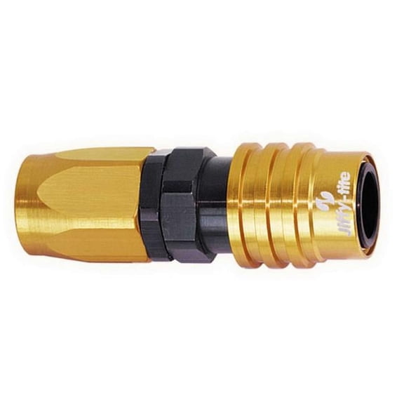 Jiffy-Tite 31606 Quick Release 6 AN Straight Hose End Valved, Gold & Black