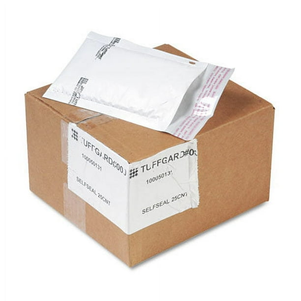 Jiffy TuffGard Self-Seal Cushioned Mailer, #000, Barrier Bubble Air Cell Cushion, Self-Adhesive Closure, 4 x 8, White, 25/CT Jiffy TuffGard Self-Seal Cushioned Mailer, #000, Barrier Bubble Air Cell Cushion, Self-Adhesive Closure, 4 x 8, White, 25/CT