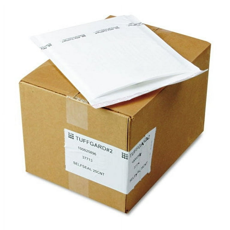 Jiffy TuffGard Self-Seal Cushioned Mailer, #2, Barrier Bubble Air Cell Cushion, Self-Adhesive Closure, 8.5 x 12, White, 25/CT Jiffy TuffGard Self-Seal Cushioned Mailer, #2, Barrier Bubble Air Cell Cushion, Self-Adhesive Closure, 8.5 x 12, White, 25/CT
