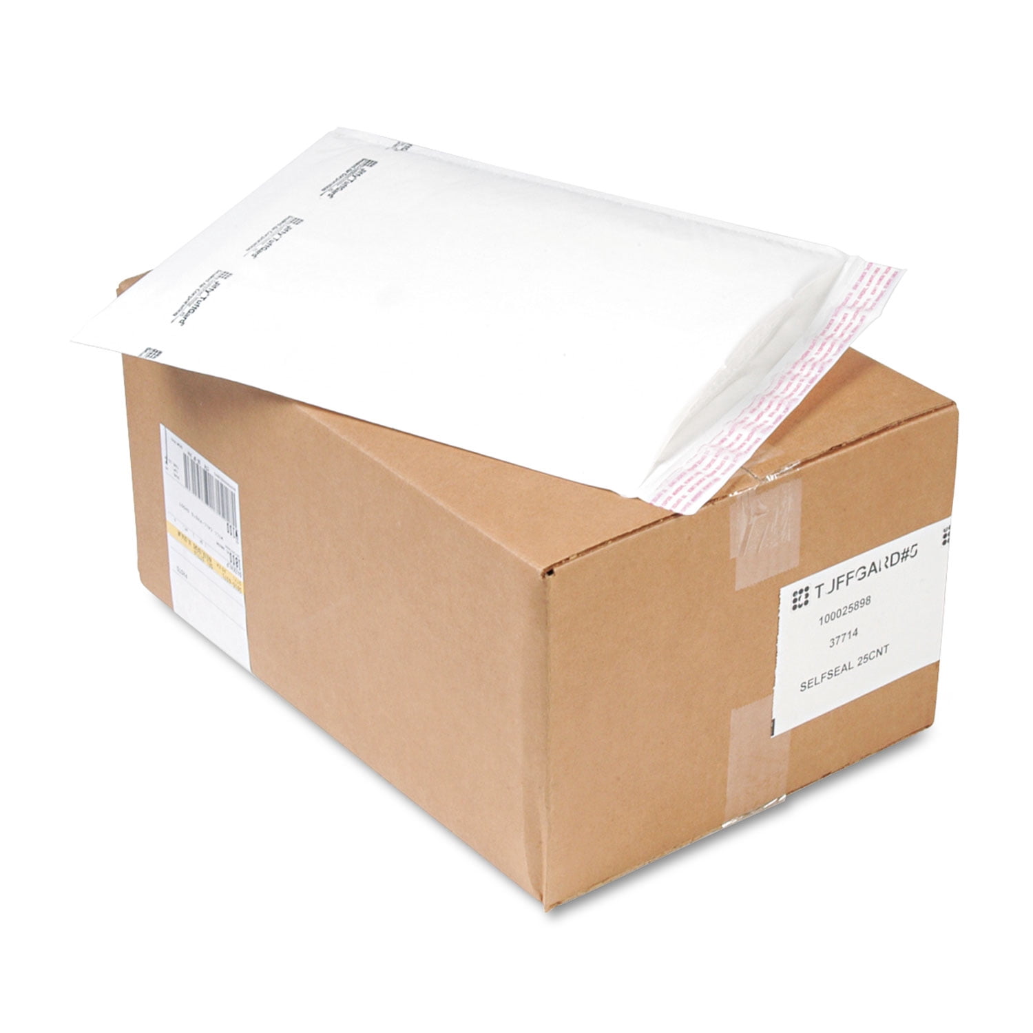 Jiffy TuffGard Self-Seal Cushioned Mailer,#5, Barrier Bubble Air Cell Cushion, Self-Adhesive Closure, 10.5 x 16, White, 25/CT | Bundle of 2 Cartons