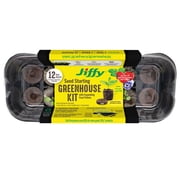 Jiffy 12 Cell Reusable Windowsill Greenhouse Seed Starter Kit with 36mm Peat Pellets