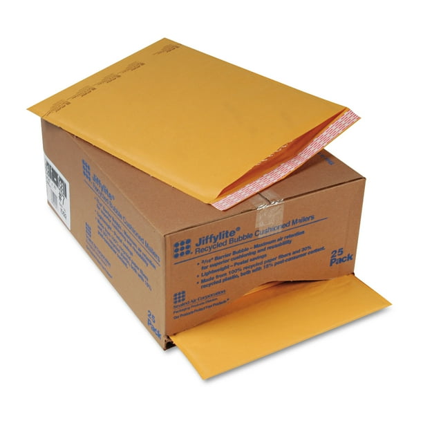 Jiffylite Self-Seal Bubble Mailer, #7, Barrier Bubble Air Cell Cushion, Self-Adhesive Closure, 14.25 x 20, Brown Kraft, 50/CT Jiffylite Self-Seal Bubble Mailer, #7, Barrier Bubble Air Cell Cushion, Self-Adhesive Closure, 14.25 x 20, Brown Kraft, 50/CT