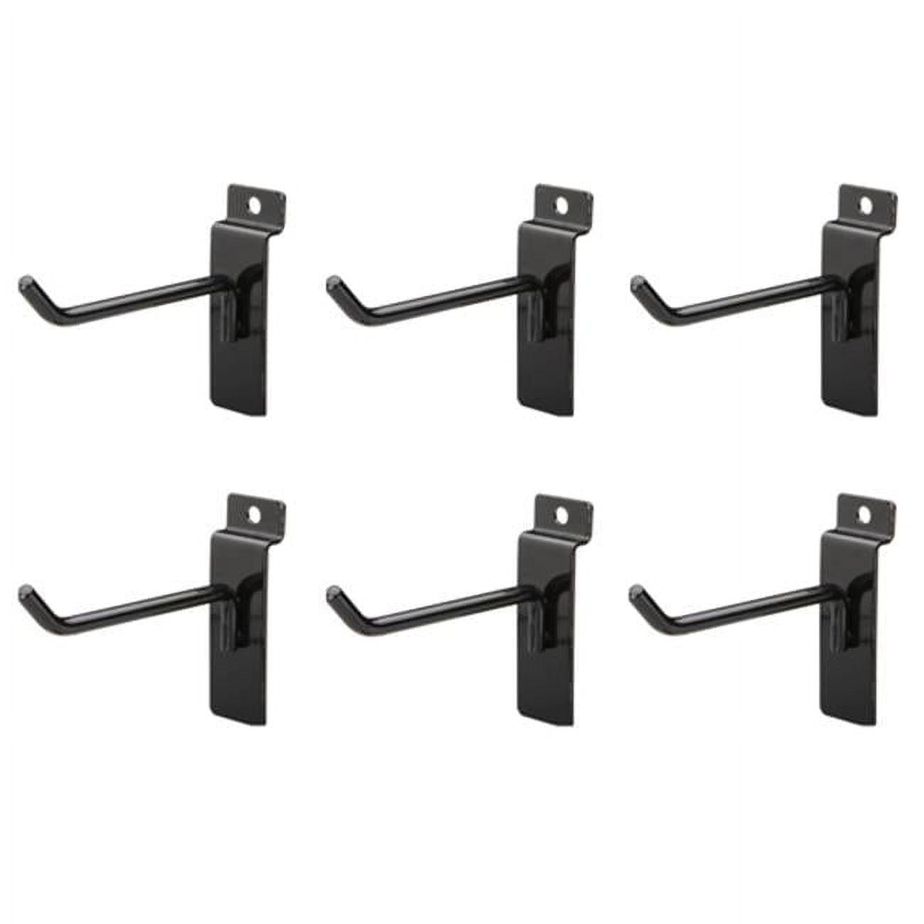 Set of Six 4-inch Black Metal Slatwall Hooks