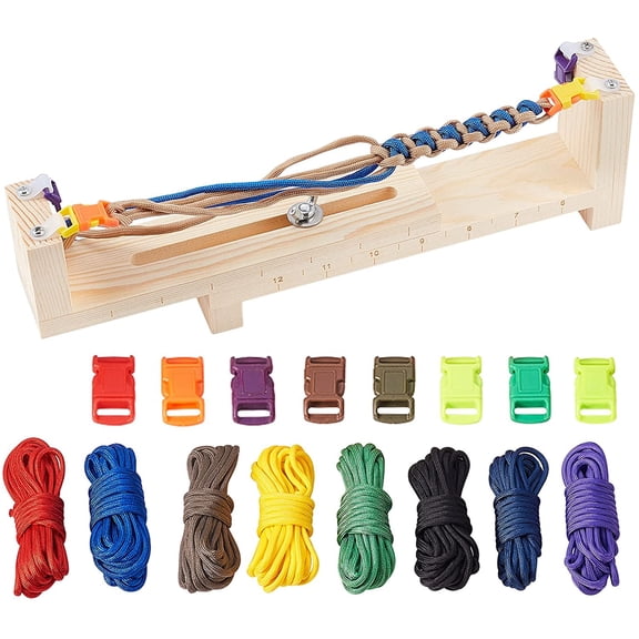 Jig Bracelet Maker Kit Wristband Maker with 8 Parachute Cords and 8 Quick Release Buckles Adjustable Length Braiding Weaving DIY Craft Tool Kit DIY