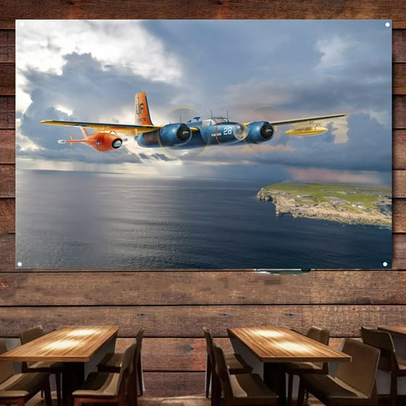 'Jig Dog' JD-1D Invader Bomber Fighter Jet Poster Wall Hanging Flag 38" x 57" Aviation Canvas Wall Art Decor Banner Air Force Picture Artwork Military Plane Decoration for Men Boys Room