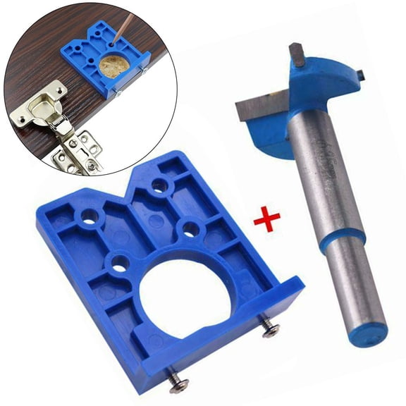 Jig Hole Saw Hinge Locator Cabinet Door Furniture Woodworking Installation Kit