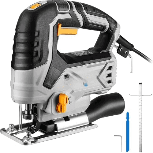 Jig Saw Corded: Electric Jigsaw Tool Power Jig Saws for Woodworking, Wood Cutter Hand Tool with 6 Variable Speed, 4 Orbital Settings, 45 Bevel Cutting, Tool-less Blade Quick Release