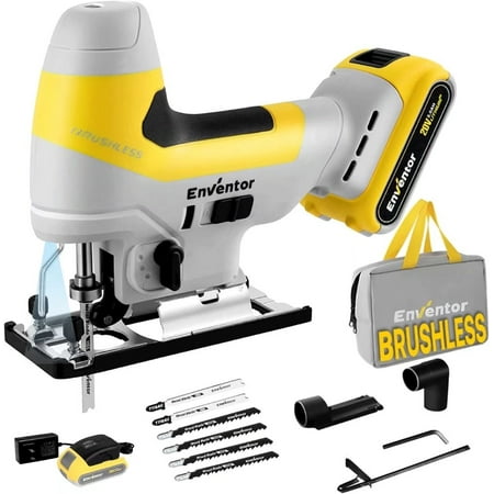 Jig Saw, ENVENTOR 20V Brushless Cordless Jigsaw Tool, with LED Light