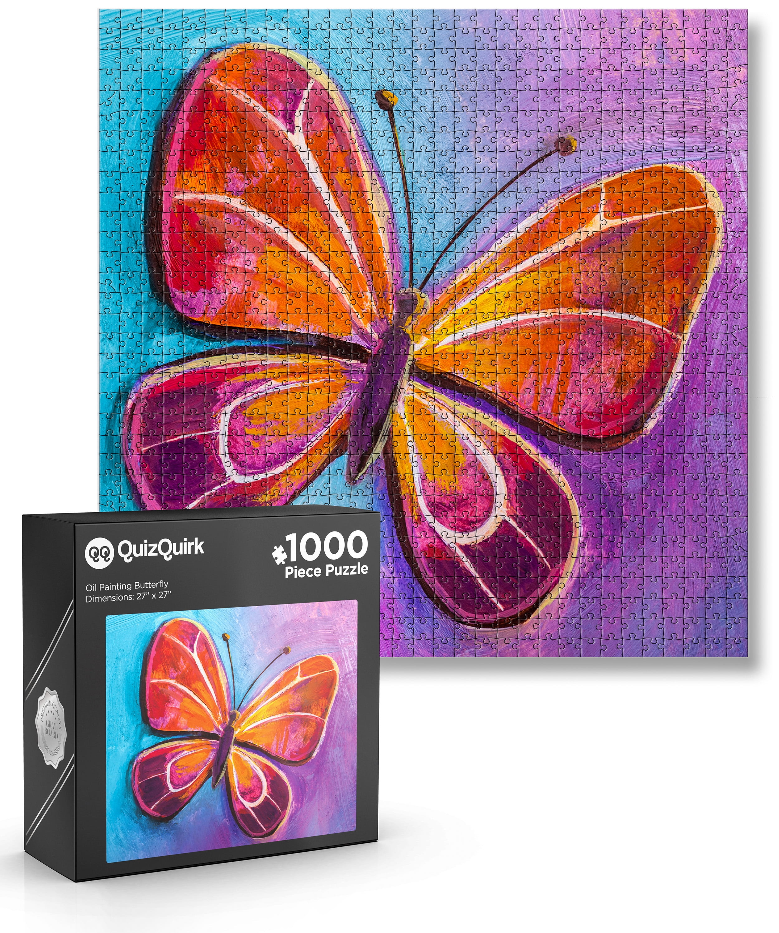 QuizQuirk 1000 Piece Puzzle - Colorful Puppy Dog Jigsaw For Adults & Teens (Puzzle Saver Kit Included)