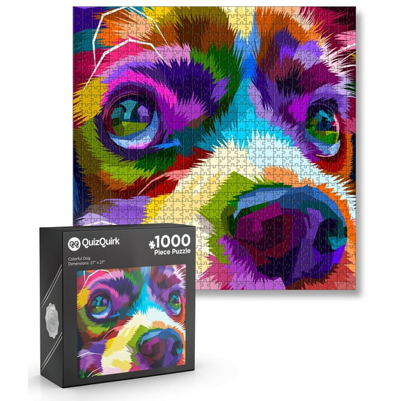 JigFun 1000 Piece Puzzle, Colorful Puppy Dog Jigsaw Puzzle for Adults/Teens (Puzzle Saver Kit Included)