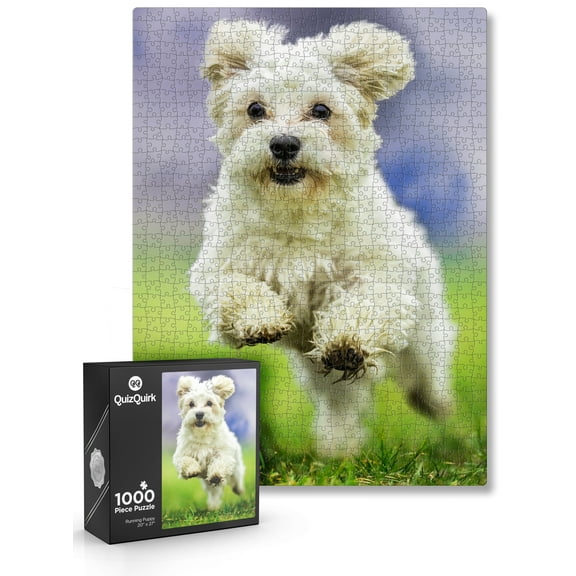 JigFun 1000 Piece Puzzle, Jumping Dog Jigsaw Puzzle for Adults/Teens (Puzzle Saver Kit Included)