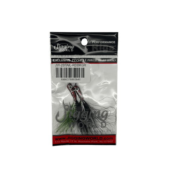 Jigging World Epoxy Bucktail Teaser, 2pk, Red/Black/Green