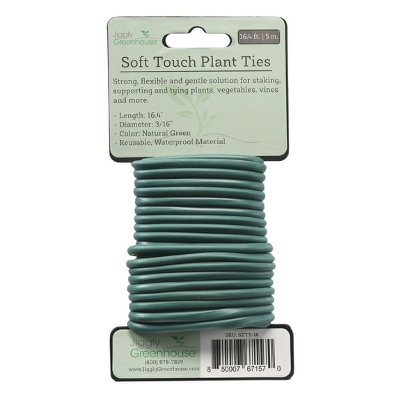 Jiggly Greenhouse Garden Ties Soft Wire Plant Flexible Twist, Green 16' Reusable Rubber Garden Wire