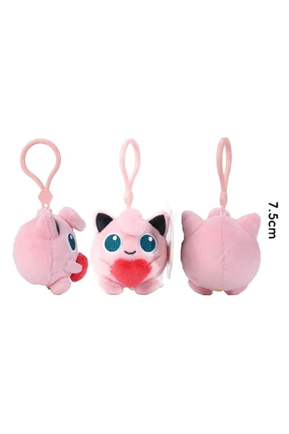 Jigglypuff Plush Clip Keychain with Heart – 8cm Official Licensed Backpack Accessory