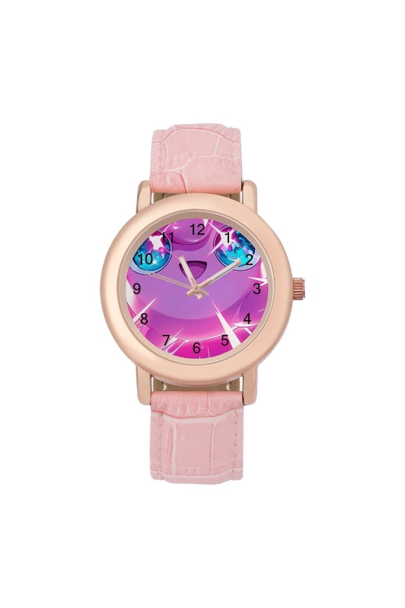 Jigglypuff Watch, Soft Leather Strap Watch Adult Classic Ladies Leather Strap Wrist Watch Adjustable Quartz Watch Fit for Wrist Sizes 5.7" to 8.7"