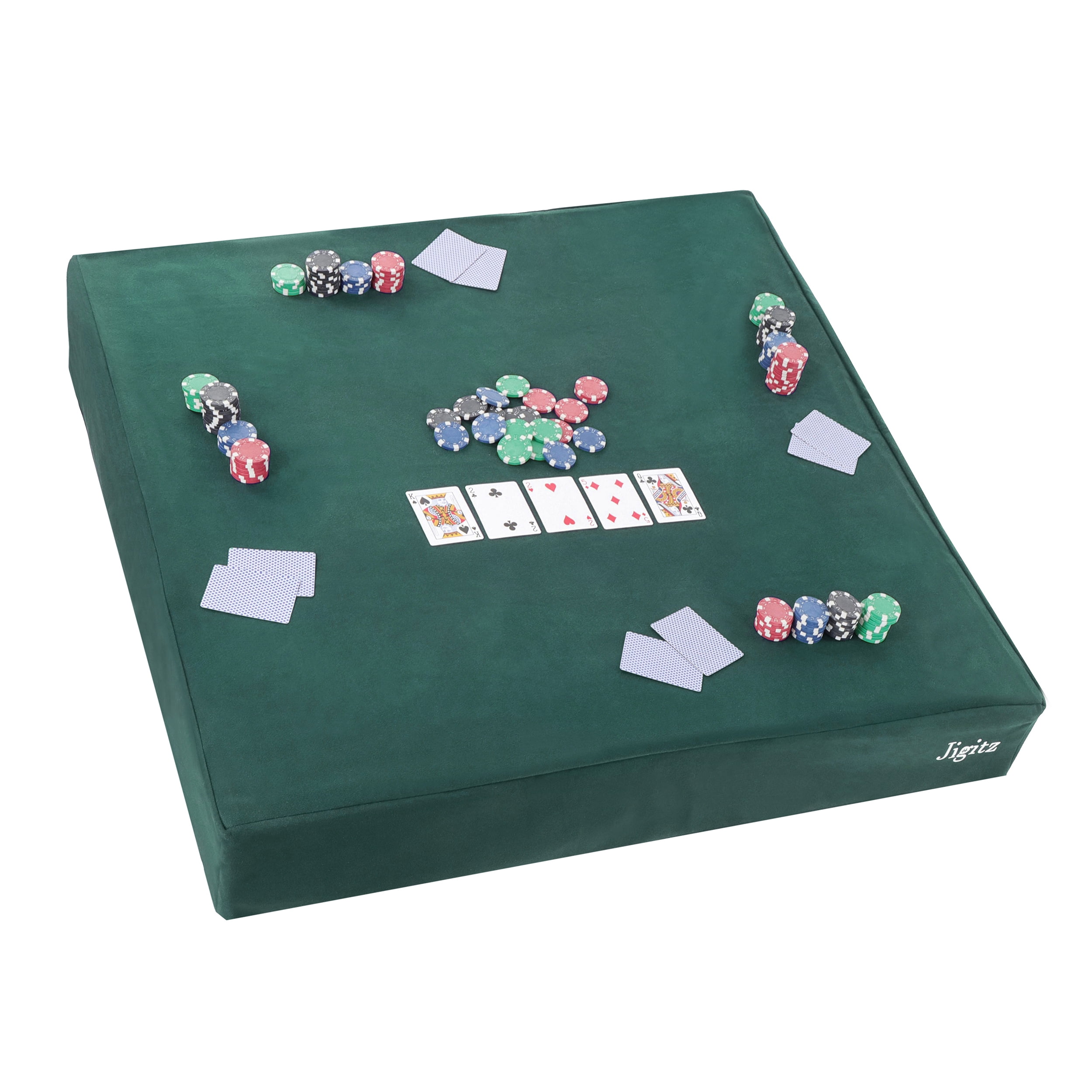 Jigitz Fitted Game Table Cover Green Poker Felt Table Cover 34in x