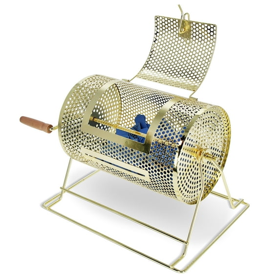 Jigitz Spinning Raffle Drum - Large Gold Brass Plated Ticket Mixer and Handle