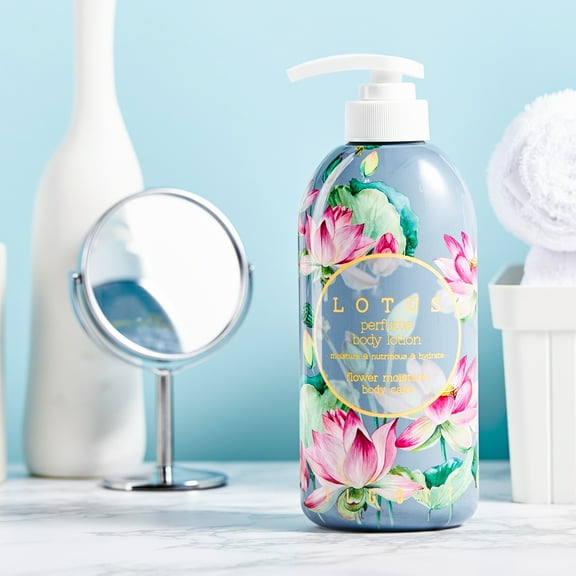 Jigott Lotus Perfume Body Lotion 16.9 fl oz (500ml), For Dry Skin, Itchy Skin, Inflammatory Skin, Moisturizing Skin.