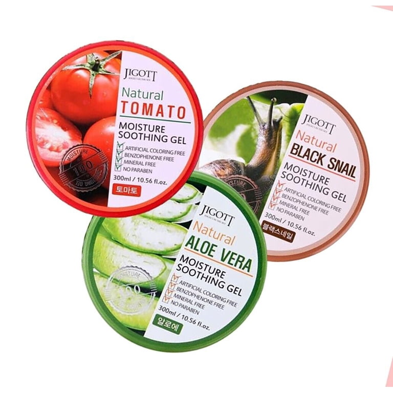Jigott Natural Moisture Soothing Gel 300ml - Black Snail, Tomato