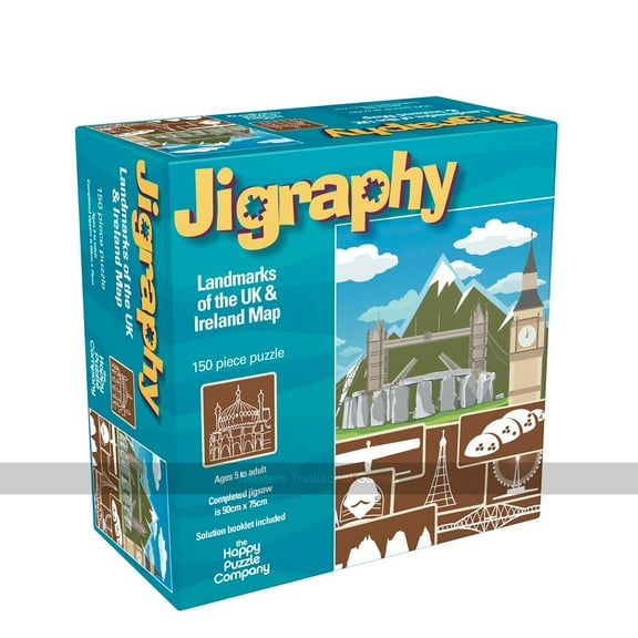 Jigraphy Landmarks of the UK and Ireland Map 150 Piece Jigsaw Puzzle