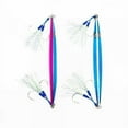 thumbnail image 1 of Jigs R Us Mobster Slow Pitch Jig Blue-Purple Glow 250g Rigged with Top and Bottom Dual Assist Hooks, 1 of 4