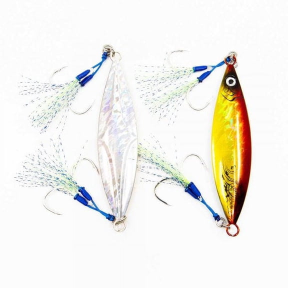 Jigs R Us Trapper Slow Pitch Jig Orange  150g Rigged with Top and Bottom Dual Assist Hooks