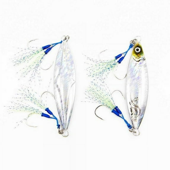 Jigs R Us Trapper Slow Pitch Jig Silver 150g Rigged with Top and Bottom Dual Assist Hooks