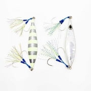Jigs R Us Wrecker Slow Pitch Jig Silver Glow 100g Rigged with Top and Bottom Dual Assist Hooks