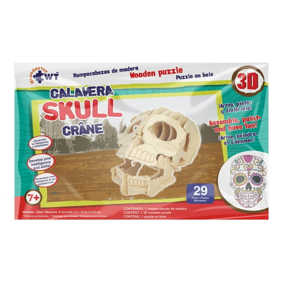 Jigsaw 3D Wooden Puzzle Woodcraft Construction Kit Skull by Wuundentoy