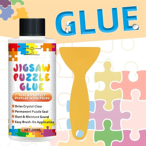 Jigsaw Gluing Kit 200Ml, Permanent Puzzle Adhesive, Puzzle Mounting Glue, Puzzle Protector, Fast Drying Non-Yellowing Solution, Works for All Standard Jigsaw Puzzles and