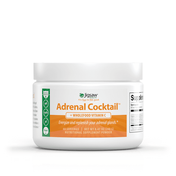 Jigsaw Health Adrenal Cocktail + Wholefood Vitamin C | with Potassium Bicarbonate, Sea Salt, and Acerola Cherry Extract | 60 Servings (Jar)