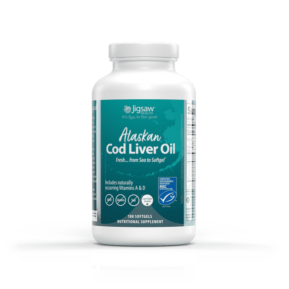 Jigsaw Health Alaskan Cod Liver Oil, 180 Softgels