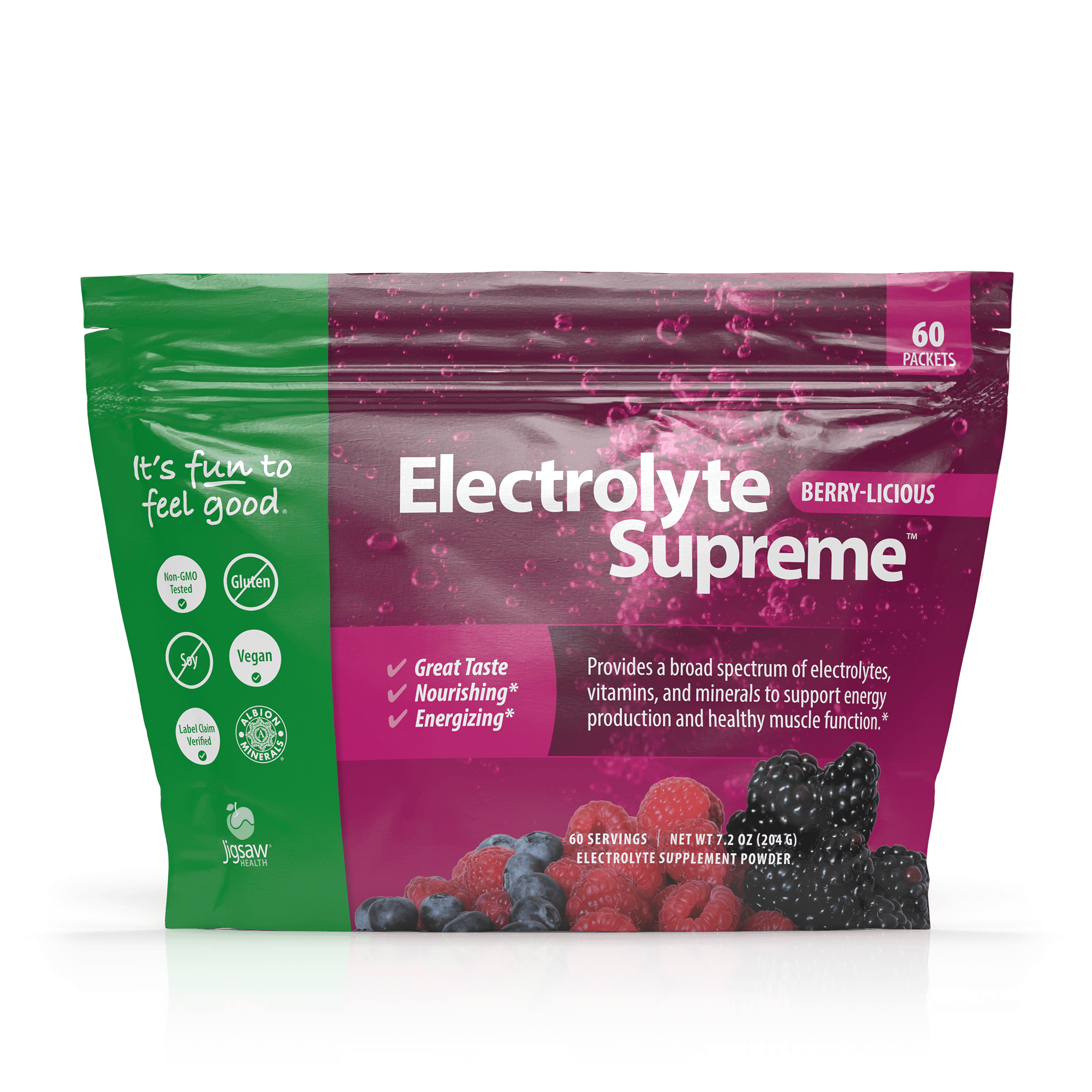 Jigsaw Health Electrolyte Supreme, Berry-Licious, 60 Packets, 11.4 oz (324 g)